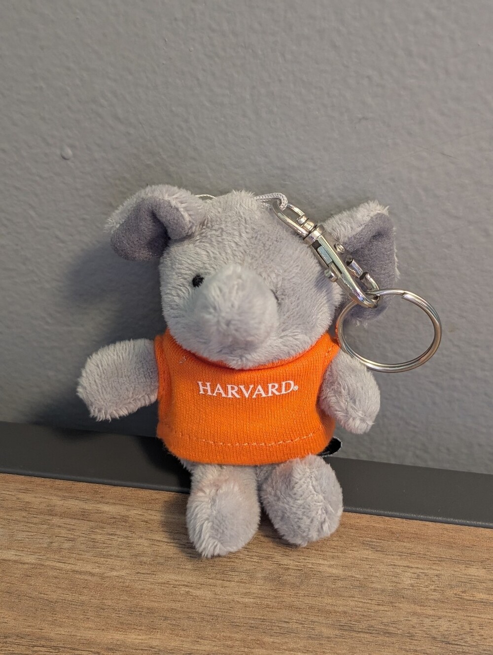 Harvard University Eliot House Elephant Plush Keychain Orange Shirt Bag Charm